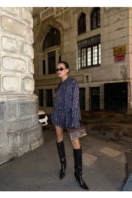 Jessica Kumaş Desenli Gömlek Elbise