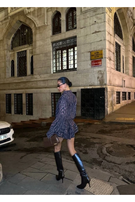 Jessica Kumaş Desenli Gömlek Elbise