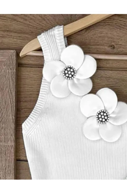 Kaşkorse Kumaş  Gül Aksesuarlı İncili Bluz