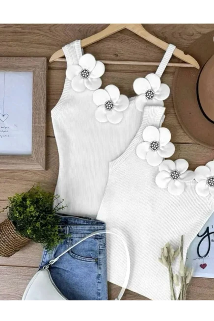 Kaşkorse Kumaş  Gül Aksesuarlı İncili Bluz