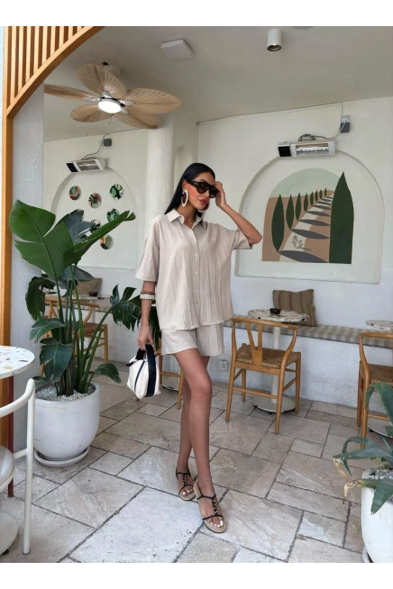 Linen Gömlek & Şort Takım