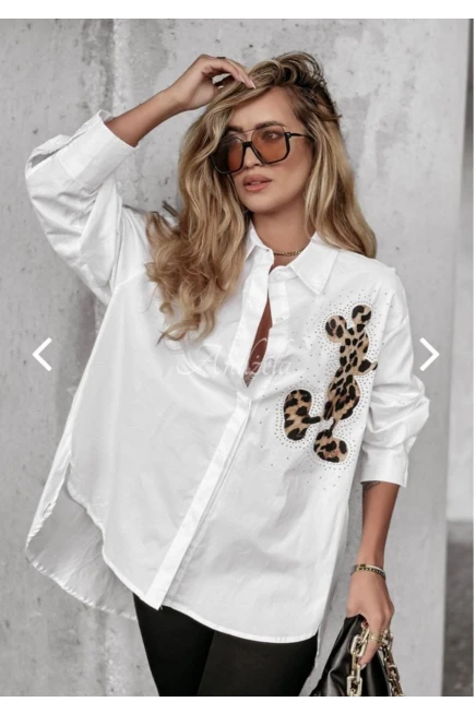 M*ckey Desen Taşlı Oversize Gömlek