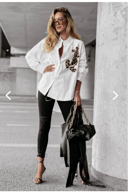 M*ckey Desen Taşlı Oversize Gömlek