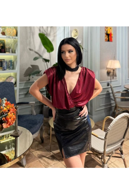 Omzu Vatkalı Varak Detay Bodysuit