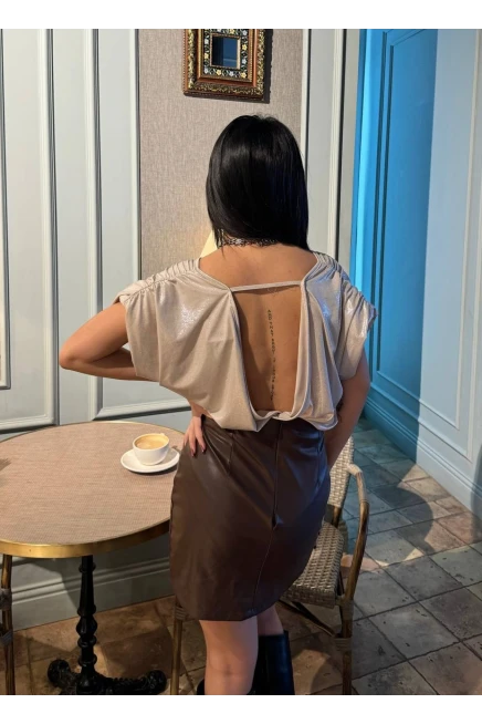 Omzu Vatkalı Varak Detay Bodysuit