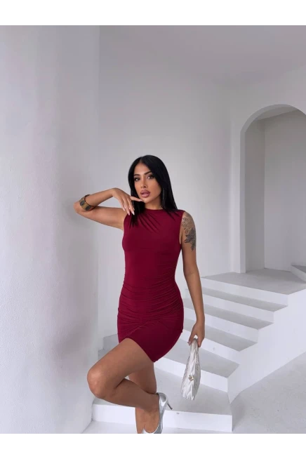 Sandy  Kumaş Omuz Detaylı Elbise