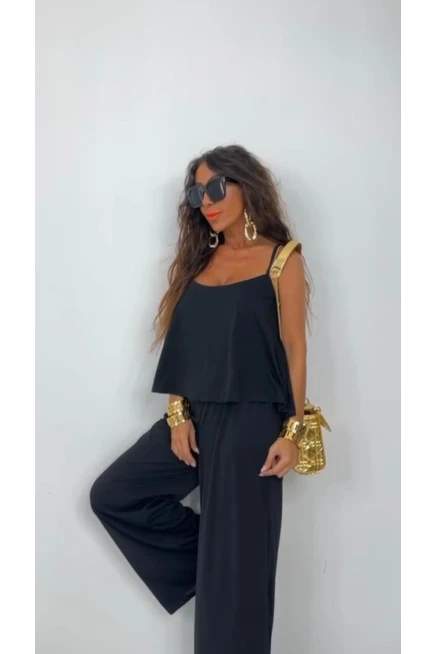 Sandy Kumaş Siyah  Askılı İkili Takım