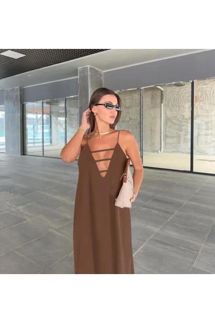 Sundy Kumaş V Yaka Dökümlü Salash Elbise
