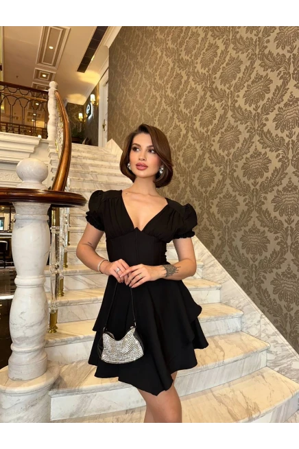 Volanlı Korse Detaylı Elbise