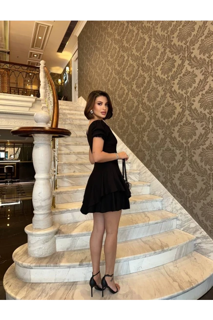 Volanlı Korse Detaylı Elbise