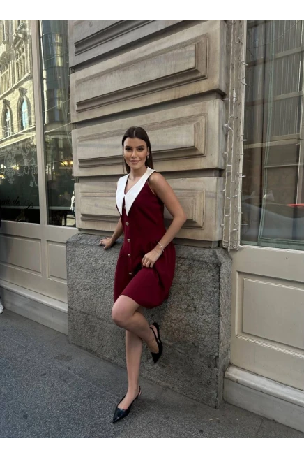 Yaka Detaylı Elbise