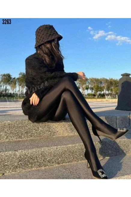Yüksek Bel Tam Likralı Termal İçi Peluş Tayt Çorap