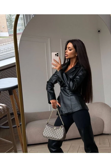 Z*r* Model Deri Düğmeli Ceket