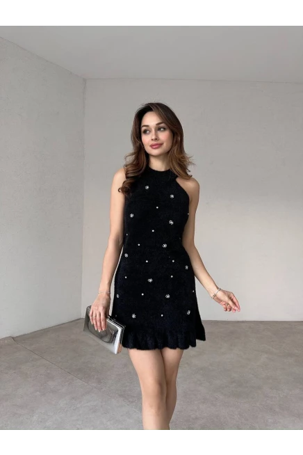 Z@R@ Model Taşlı Sakal Triko Elbise