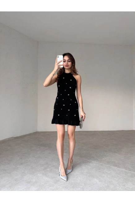 Z@R@ Model Taşlı Sakal Triko Elbise