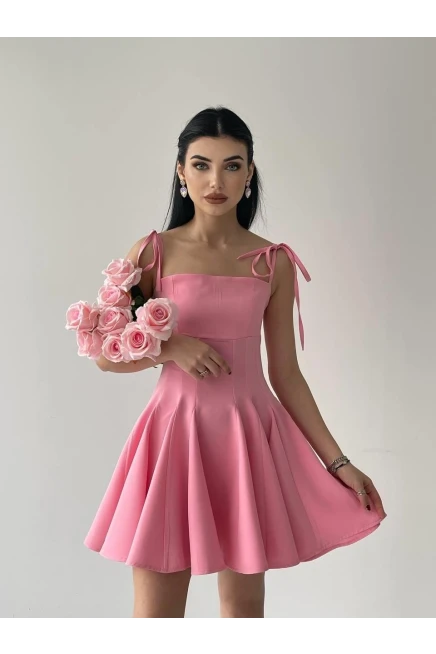 Askılı Mini Elbise Pembe