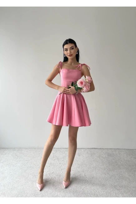 Askılı Mini Elbise Pembe