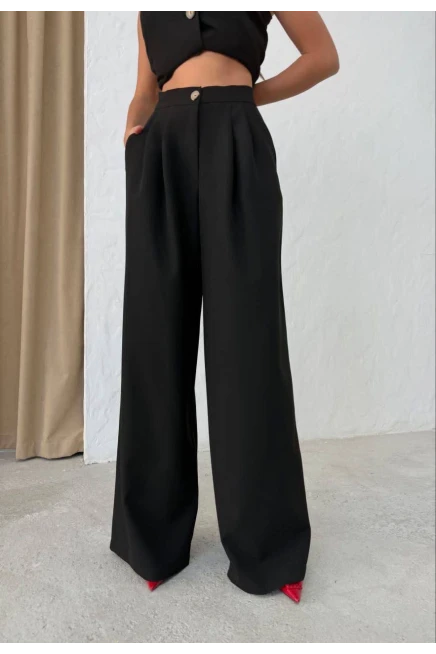 Atlas Kumaş Yelek Pantalon Takım Siyah