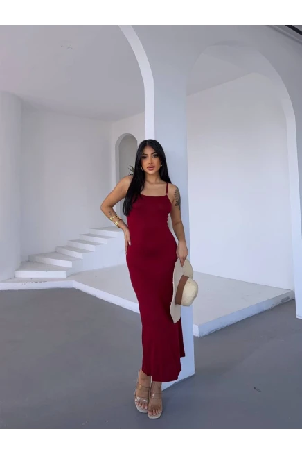 Ayarlanabilir Askılı Elbise Bordo