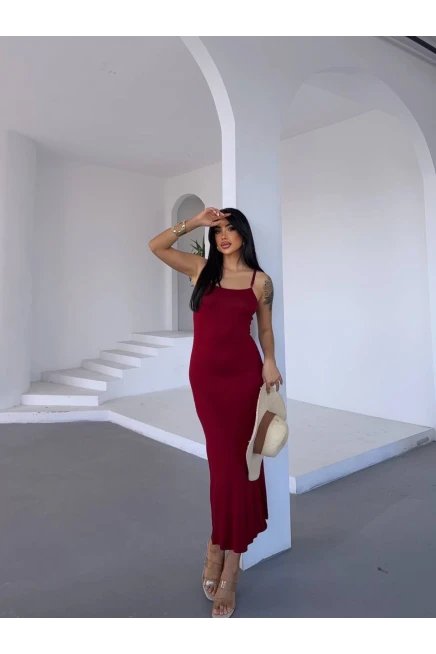 Ayarlanabilir Askılı Elbise Bordo