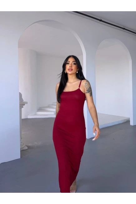 Ayarlanabilir Askılı Elbise Bordo