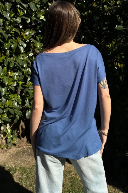 Blok Tasarım Salaş T-Shirt Lacivert