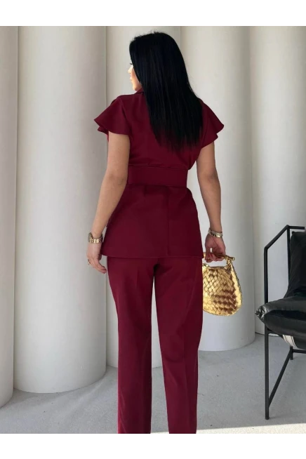 Dabıl Kumaş Yelek Pantalon Takım Bordo
