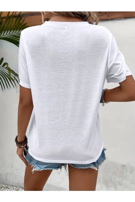 Kadın Kısa Kollu Bisiklet Yaka Göz Baskılı Süprem T-shirt