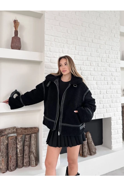 Kahve Oversize Toka Detay Peluş Kaban