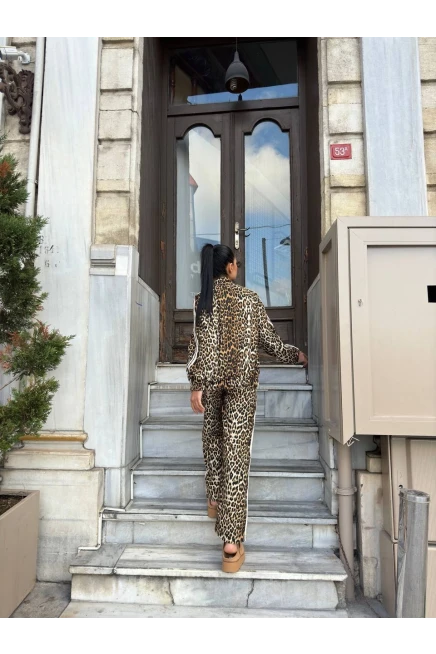 Leopar Şerit Detay Alt Üst Takım