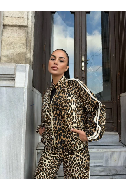 Leopar Şerit Detay Alt Üst Takım