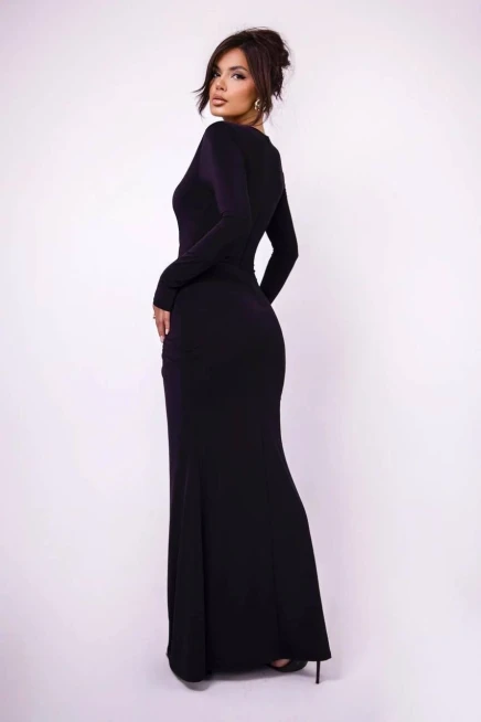 Modal Kumaş Full Likra Burgu Detay Maxi Elbise