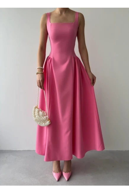 Piliseli Elbise Pembe