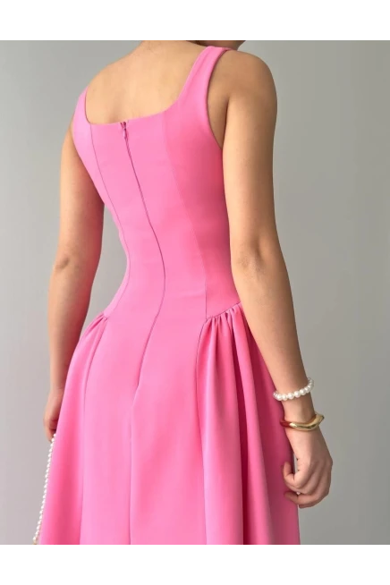 Piliseli Elbise Pembe