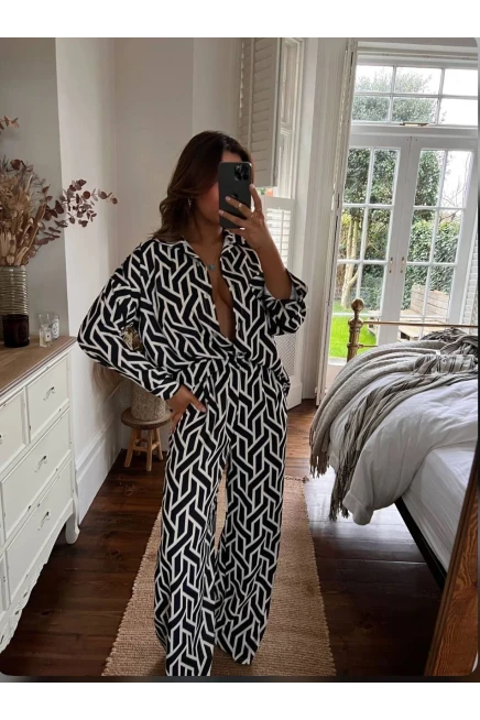 Saten Kumaş Gömlek Pantalon Takım