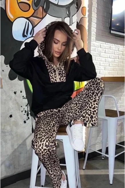 Skuba Kumaş Üç İplik Dijital Baskılı Siyah Takım