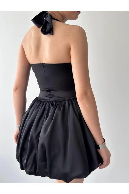 Slim Mini Elbise Siyah
