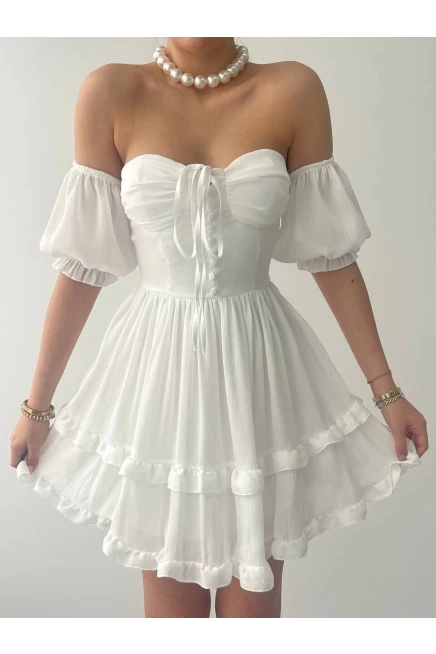 Vingo Mini Elbise Beyaz