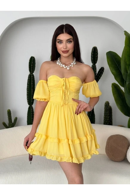 Vingo Mini Elbise Sarı