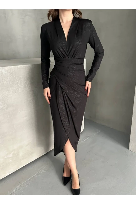 Yakma Deri Desen Elbise