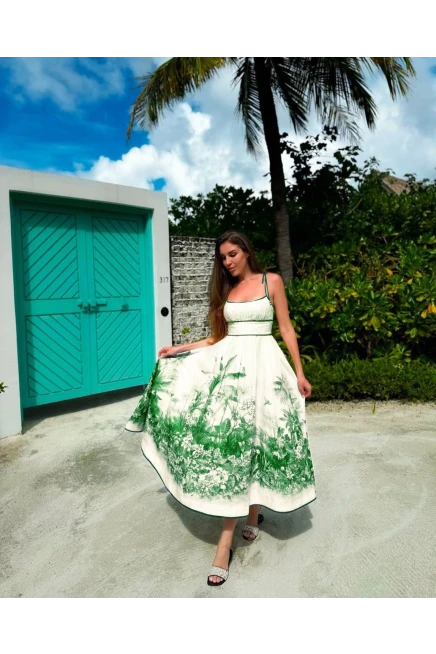 Zimmerman Desenli Keten Elbise