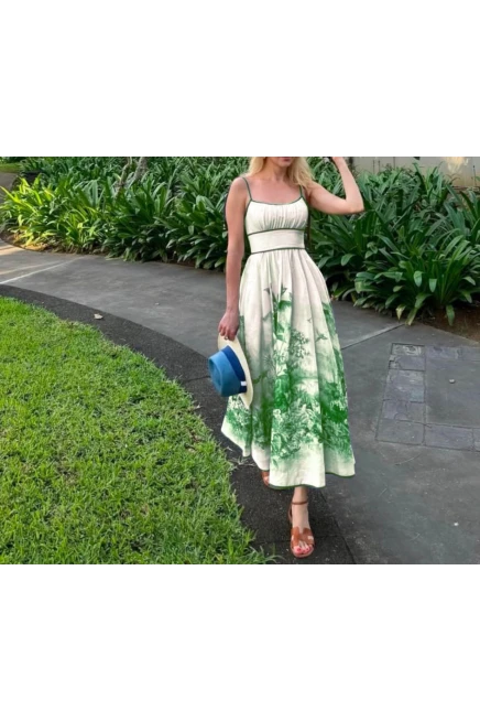 Zimmerman Desenli Keten Elbise