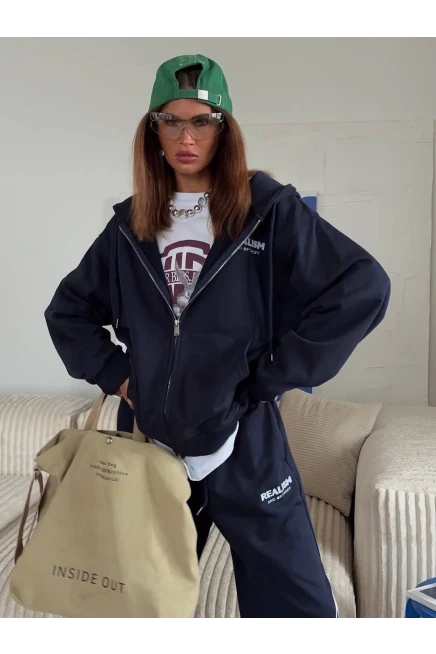 3 İplik Tasarım Oversize Fermuarlı Takım