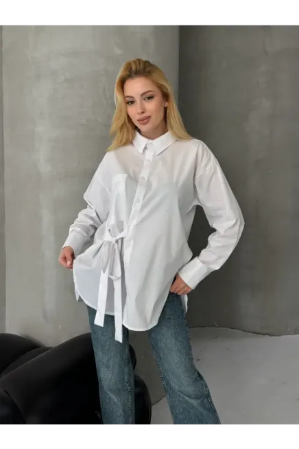 Bağlama Detay Oversize Gömlek