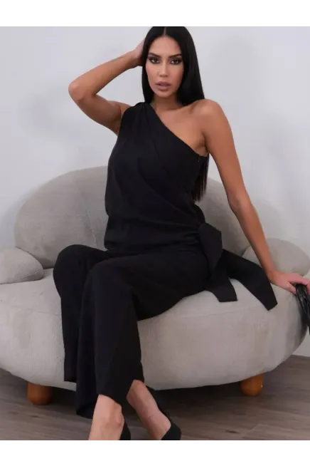 Bağlama Detay Tek Omuz Modal Alt Üst Takım Siyah