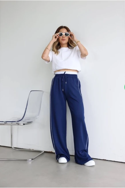 Bel Parça Detay Yanları Şeritli Modal Kumaş Eşofman Altı