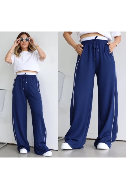 Bel Parça Detay Yanları Şeritli Modal Kumaş Eşofman Altı