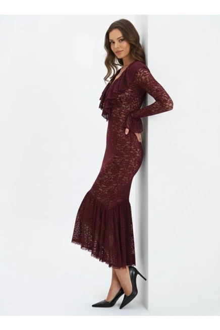 Dantel Kumaş Astarlı Maxi Boy Elbise