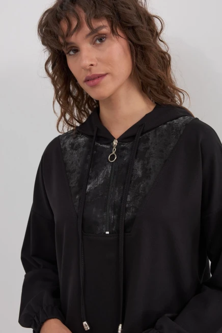 Deri Detaylı Fermuarlı İkili Takım