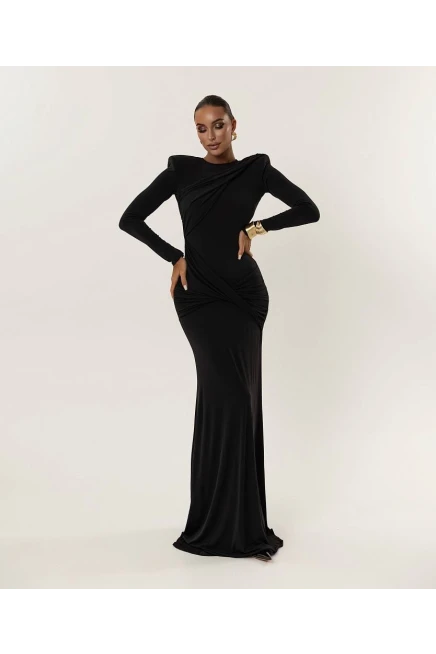 Full Likralı Modal Kumaş Sırt Dekolteli Maxi Elbise